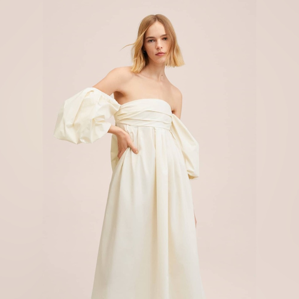 Mango Puffed Sleeves Cotton Dress